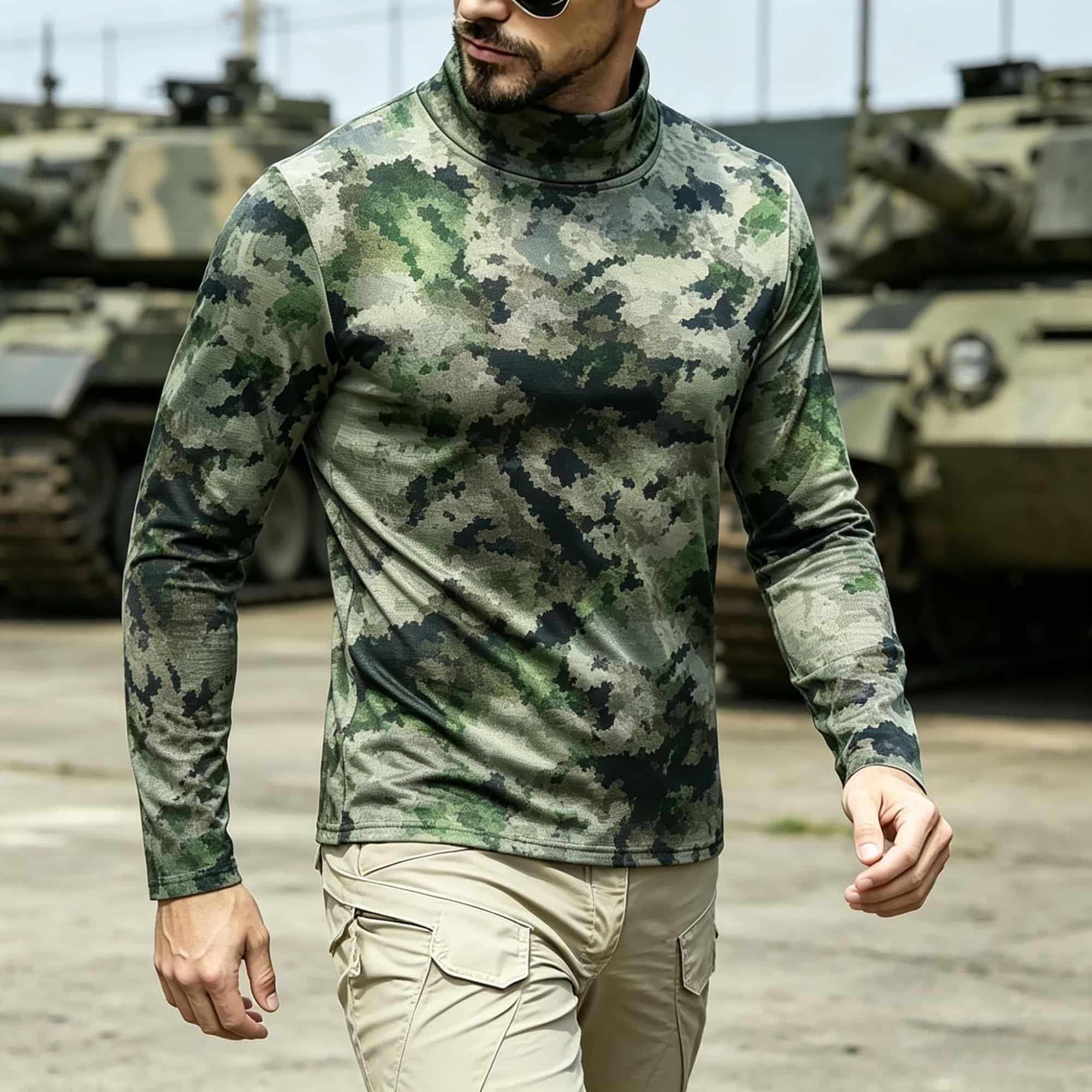 قميص رجالي تكتيكي بطبعة التموي - مراجعة Base Layer Top وسعره